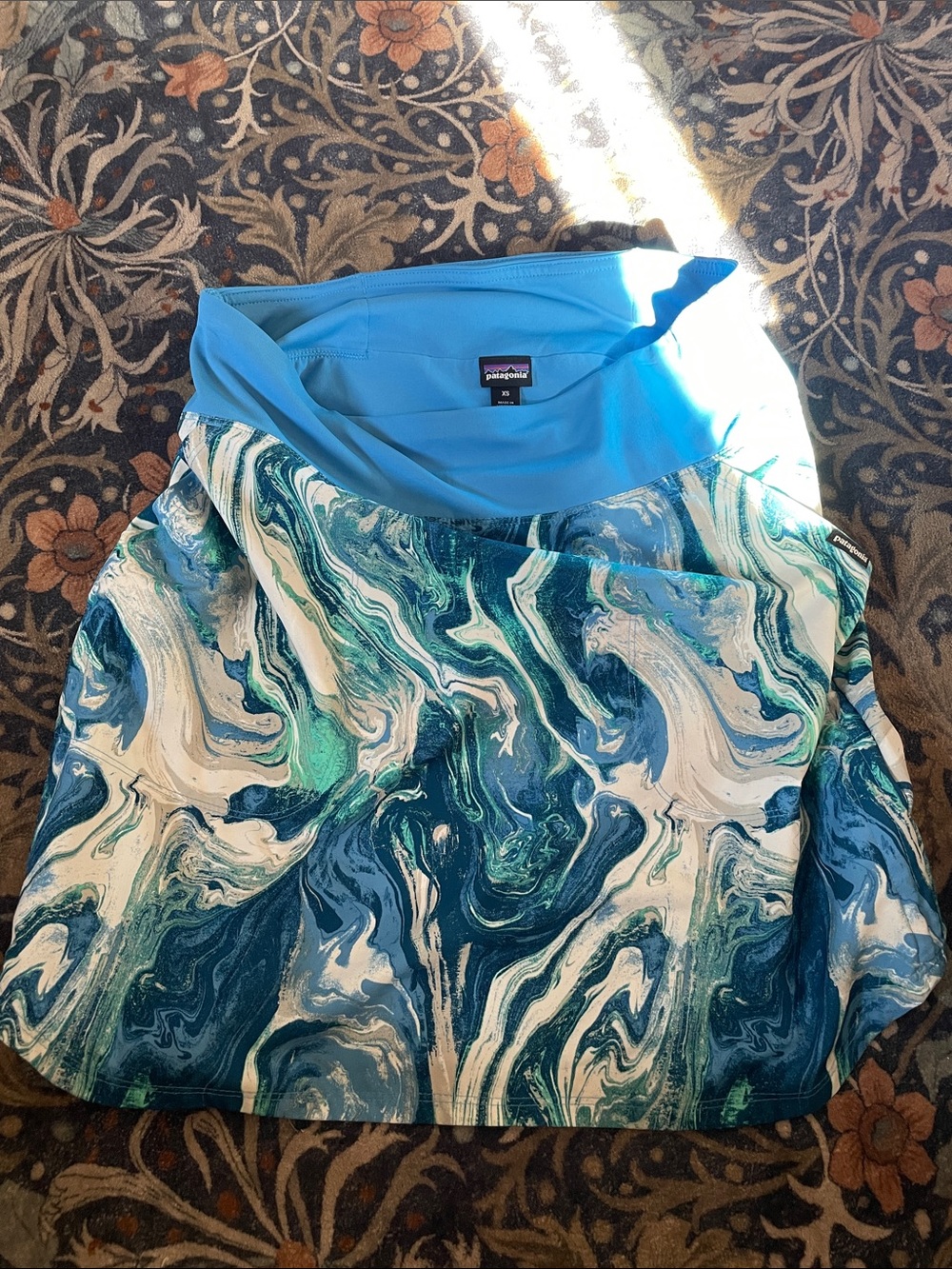 Patagonia Marble-Print Circle Skirt in Teal and White